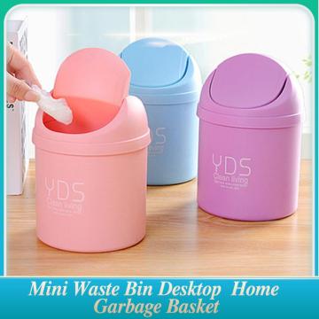 Mini Waste Bin Desktop Home Garbage Basket Table Trash Can Swing with Lid For Office Household Dining Table Mini Waste Paper Bin