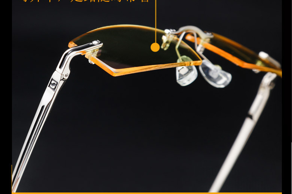 Classic Rimless Gold Frame Night Vision Glasses For Driving Anti-blu Light Anti-glare Day and Night Driving Glasses