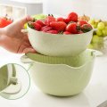 Kitchen Drain Basket Bowl Rice Washing Colander Strainer Noodles Vegetables Fruit Double Drain Storage Basket Kitchen Tools