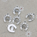 JAKONGO Silver Plated Good Luck Horseshoe Charms Pendants for Jewelry Making Bracelet DIY Accessories 17x14mm 20pcs