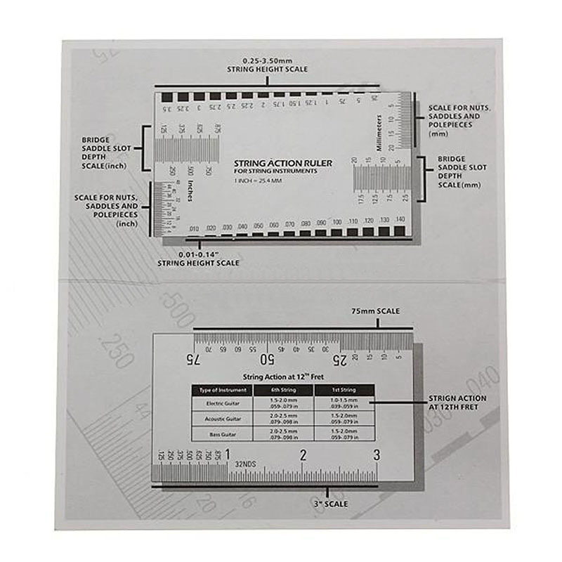 Luthier Guitar Measuring Ruler String Action Gauge String Pitch Ruler for Bass Classical Electric Acoustic Guitar Tools Rulers