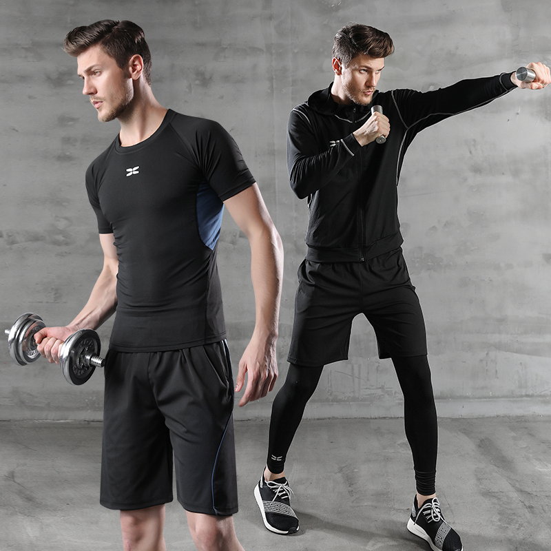 5 PCS Men Tracksuit Gym Fitness Compression Sport Suit Running Jogging Sport Wear Exercise Workout Training Suit T-shirt Legging