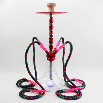 High-end With LED light 4 Hose Hookah Transparent Shisha Acrylic Tray Shisha Bowl Carbon Smoke Hookah for Party or Bar