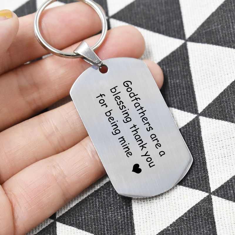Engraved Godfathers are a blessing thank you for being mine Keychain Stainless Steel Key Chain Friends Family Gift Car Keyring