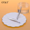 OT&T Eyelash Tweezers for Eyelashes Extensions Sliver Stainless Steel Eyebrow Hair Removal Tweezer Flat Tip Facial Makeup Tools