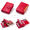 Contact's Wallet Women Zipper Genuine Leather Short Wallets Quality Coin Purse Women Hasp Button Purse With Credit Cards Holder