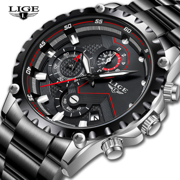 LIGE Top Brand Luxury Mens Fashion Watch Men Sport Waterproof Quartz Watches Men All Steel Army Military Watch Relogio Masculino