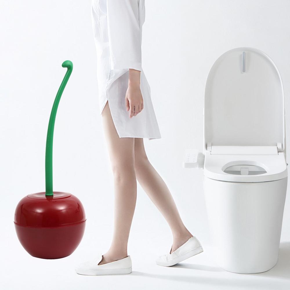 Hot Sale Creative Lovely Cherry Shape Lavatory Brush Toilet Brush & Holder Set,Convenient Toilet WC Bathroom Accessories Set
