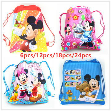New Disney Mickey Minnie Mouse Non-woven Drawstring Backpack Gift Bag Storage Bag Kids Boy Girl favor school bags Party Supplies