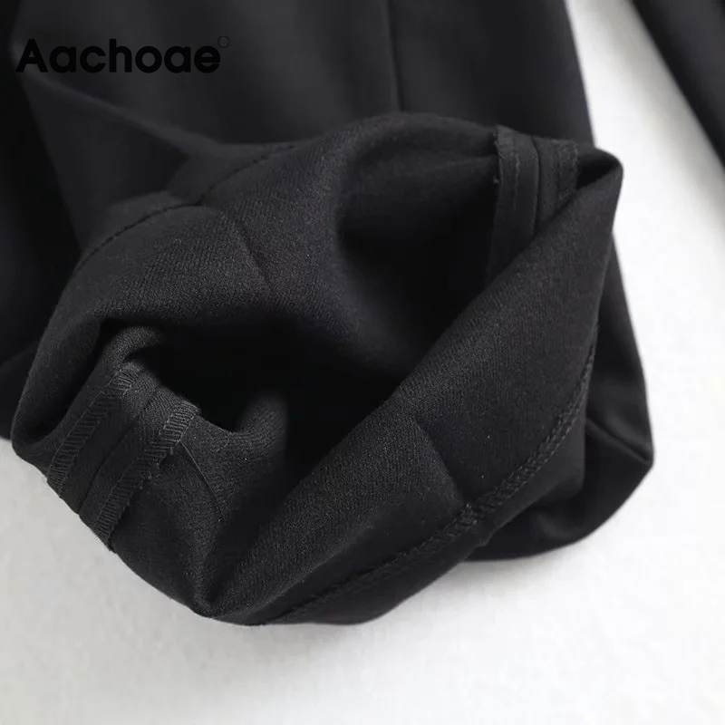 Aachoae Women Chic Black Pants High Waist Elegant Long Trousers Zipper Fly Lady Pencil Pants Office Wear Bottoms Pantalon Femme