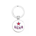 Cska Moscow KHL Russian Professional Hockeyer Charm Keychain & Keyring Round Glass Sport KeyChain Gift Key Ring 10pcs/lot