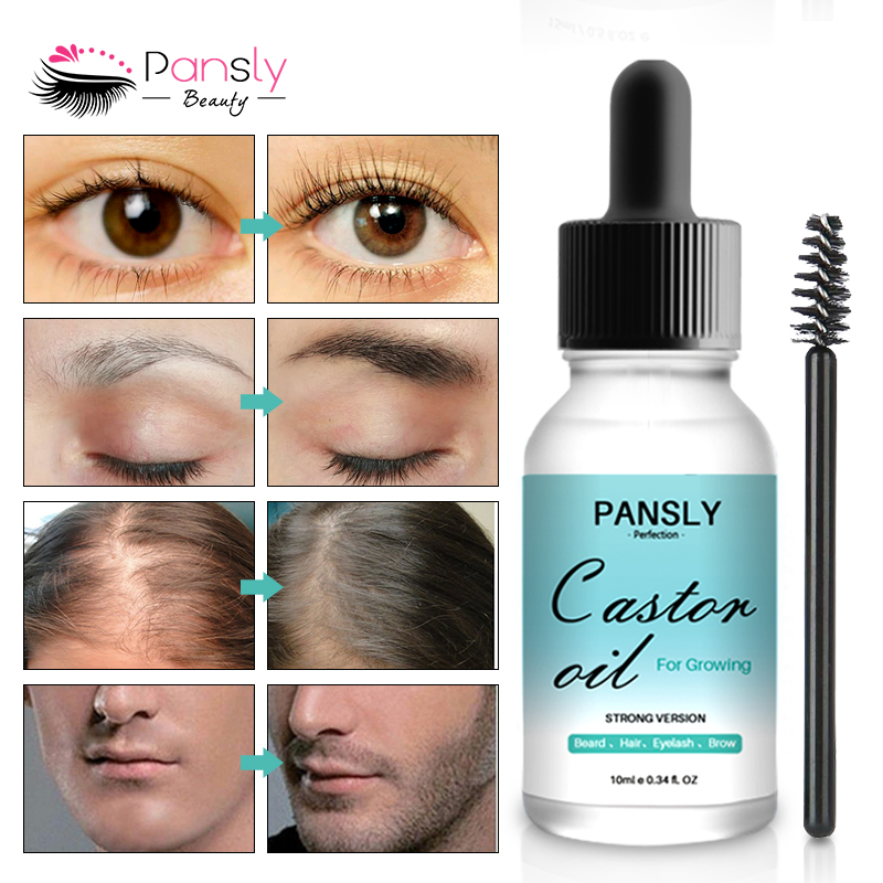 Hair Eyebrow Eyelash Moustache Growth Liquid Mild Castor Seed Oil Nourishing Eyelash Growth Essential Oil Brighten Natural TSLM1