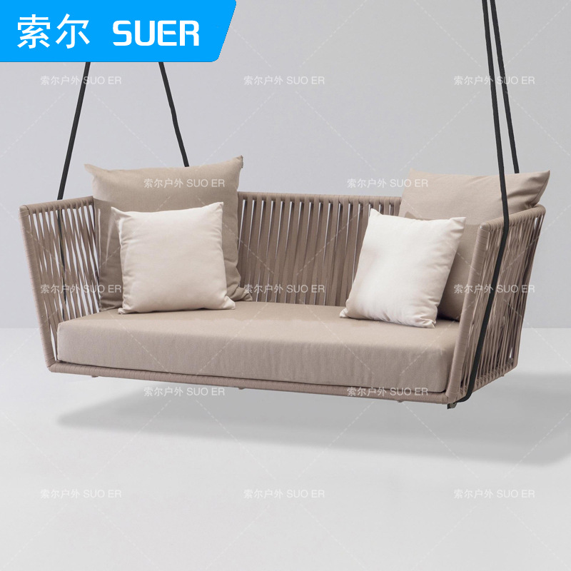 K-STAR New PE Rattan Hanging Chair Swing Indoor Outdoor Adult Rocking Chair Sofa Nordic Balcony Swing Weaving Dropshipping