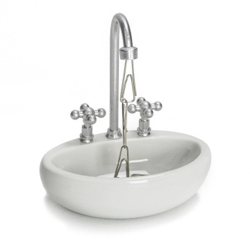 Wash Basin Magnetic Paper Clip Holder Mini Sink Faucet Desk Organize Office Gift