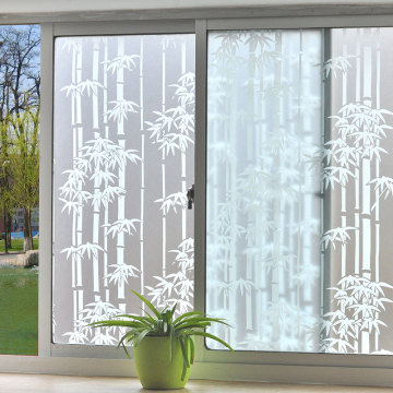 Decorative Adhesive Vinyl Window Privacy Film Glass Window Sticker Mirror Film With Glue Bamboo Bedroom Bathroom