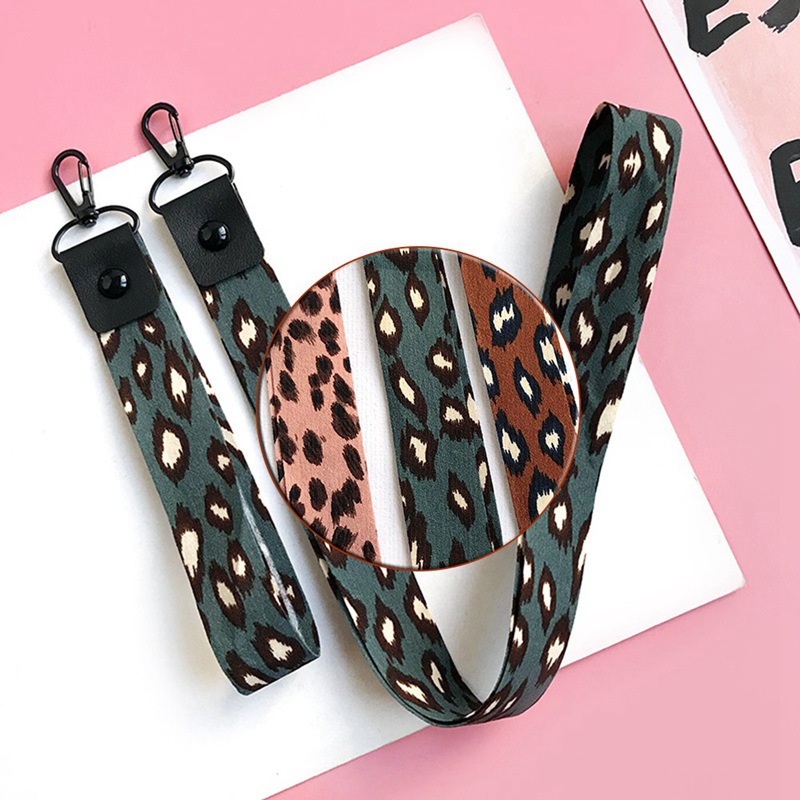 Leopard print Phone holder Key Lanyard Cheetah ID Badge Holders Animal Phone Neck Straps with Keyring