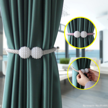 1Pc Magnetive Curtain Tiebacks Straps Pastoral Style Simple Strawberry Pearl Lace Curtain Cilp Buckle Rope Room Accessories