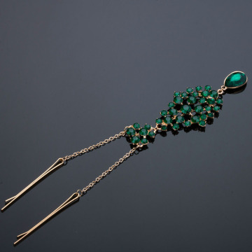 Women Hairpin Headband Bridal Hair Jewelry Tikka Nice Women Sweet Drop Forehead Pendant Head Exaggerated Green Crystal Classical