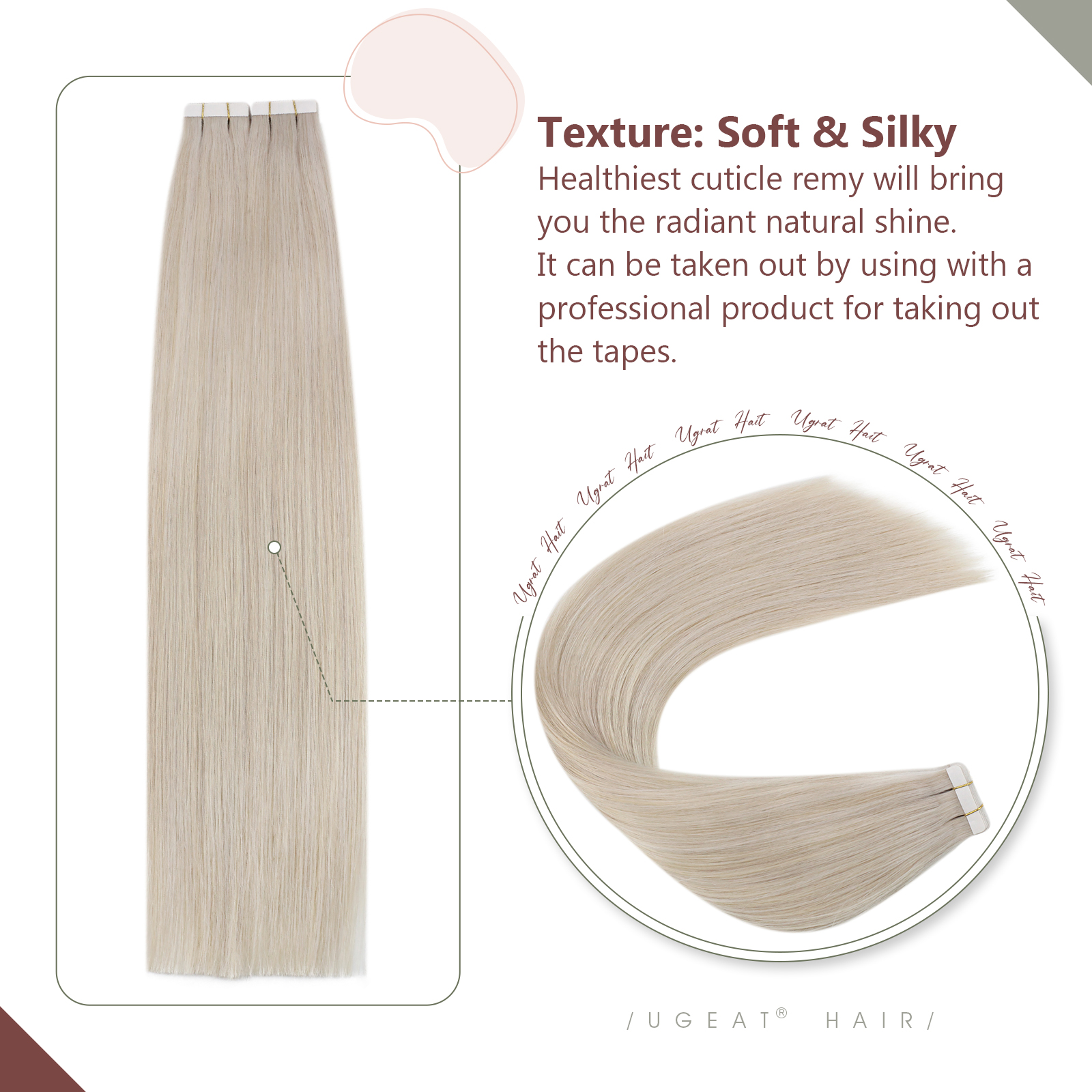 [Sale] Ugeat Tape in Human Hair Extensions Real Brazilian Hair 10P/20P/40P Machine Remy Silky Straight Seamless Skin Weft 2.5g/p