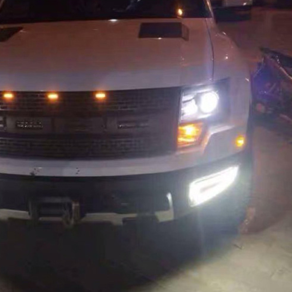 3pcs LED Front Grille Running Lights For F150 Raptor Tundra Tacoma,Smoked Lens Xenon Lamps