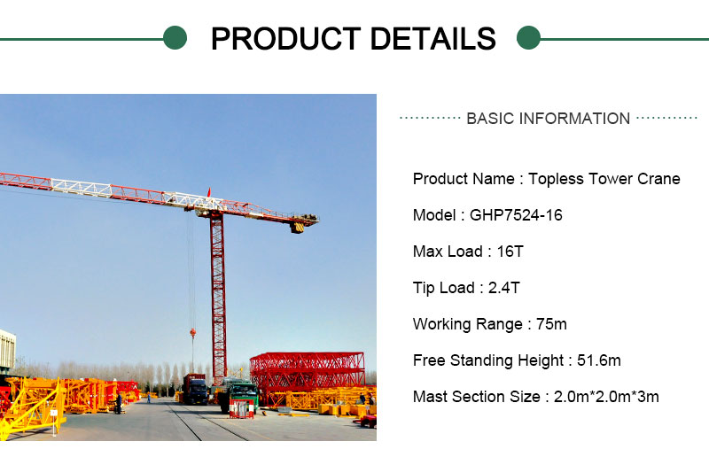 topless tower crane 16 ton