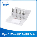 10pcs 3.175 Diameter CNC End Mill Cutter Mini PCB Carbide Router Bits Kit Set For Milling Tools New