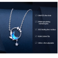 Thaya Design 45cm Moon night Necklace Pendant Crystal Zircon Silver Light Blue Necklace For Women Elegant Fine Jewelry Gift