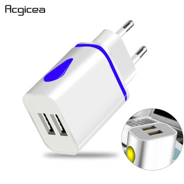 Dual USB Charger 5V 2.1A Mobile Phone Charger for iphone Samsung Huawei Xiaomi Redmi LED Light Charging Adapter Wall Chargers