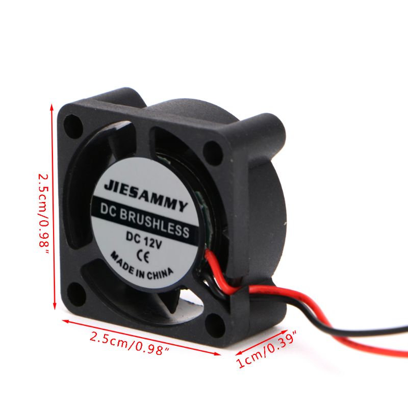 DC 12V 25*25*10mm Small 2-Wire Brushless Cooling Fan 2510S For 3D Printer Parts 95AD