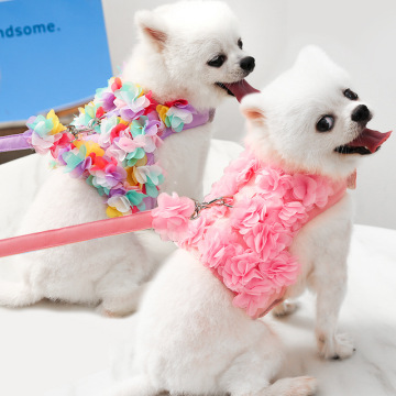 Sexy designer personalized lace flower clothing dog harness