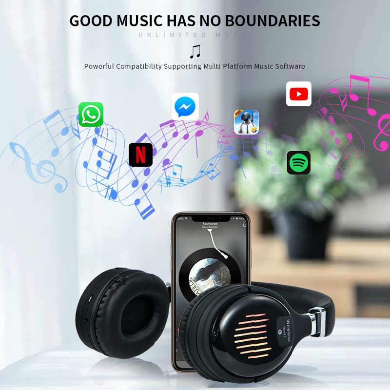 True Wireless Headphones 3D Stereo Bluetooth Headset Foldable Gaming Earphone With Mic FM TF Card Noise Reduction Headphones