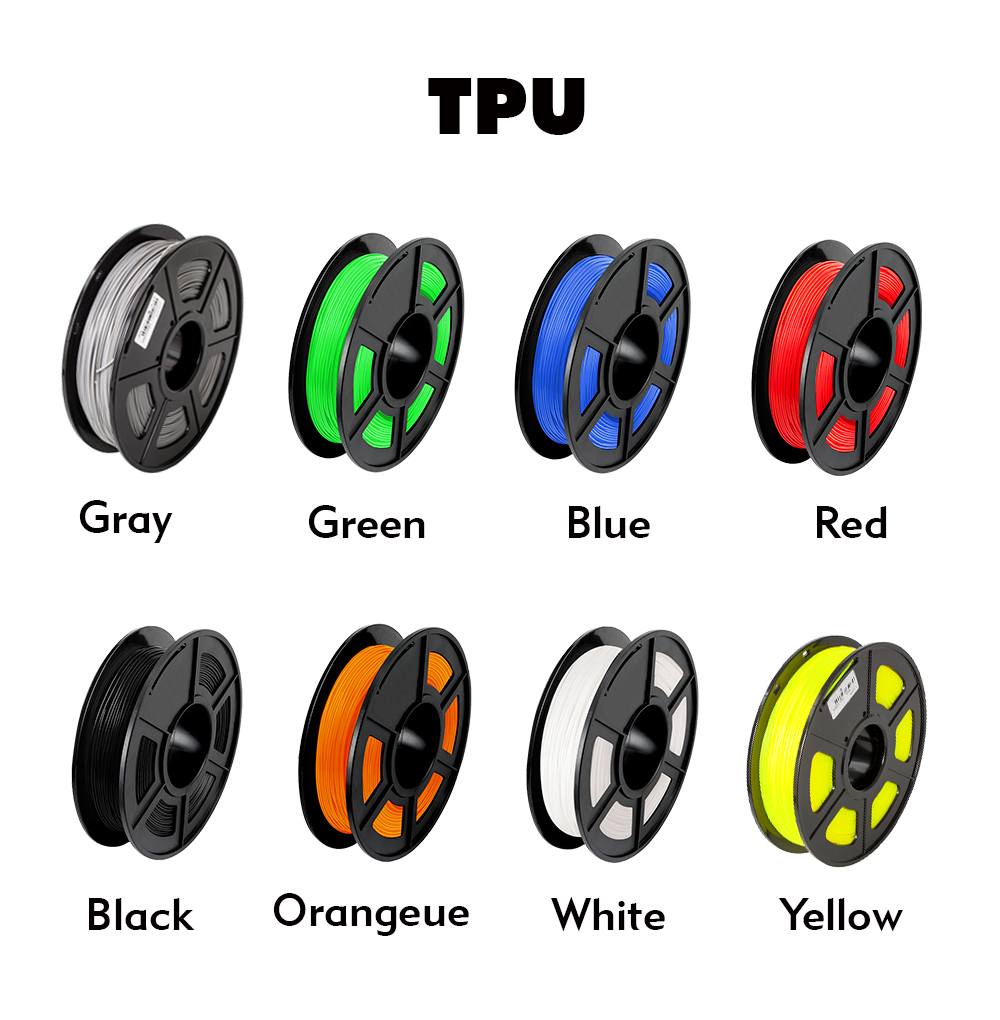 TPU Filament 1.75mm 0.5kg With Spool Dimension Accuracy +/-0.02mm Flexible 3D Printing Material For 3D Printer Make Toys