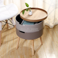 Multi-use Solid Wood Round Table Nordic Creative Coffee Table Desk Simple Sofa Side Table Storage Box End Tables Locker