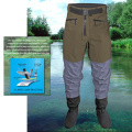 Waist Wading Pants Waterproof Trousers 3-Ply Breathable Fishing Waders with Pockets and Durable Stocking Boots for Man Women