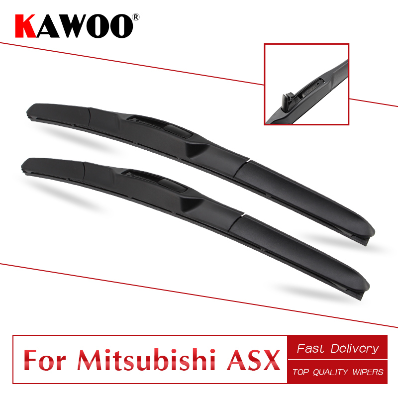 KAWOO For Mitsubishi ASX 24"21" Car Soft Rubber Windshield Wipers Blades 2010 2011 2012 2013 2014 2015 2016 2017 Fit U Hook Arm