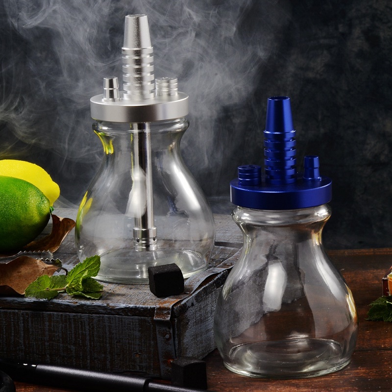 Mini Glass Bottle Hookah Set Small Travel Shisha Pipe Set Chicha with Hookah Bag Silicone Hose Spring Charcoal Tongs Accessories