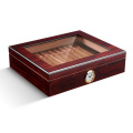 Free ship Portable Cigar Box with Glass Top Wholesale Cigar Humidor with Cedar Wood CA-0121
