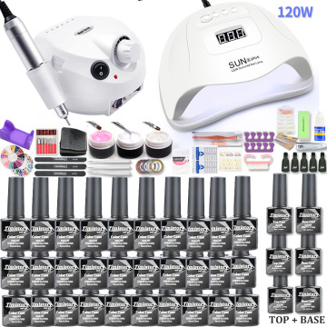 Manicure Set with UV Led Nail Lamp 120W Nail Set 30/20/10 Color UV Gel Nail Polish Kit Sets Tools Set with Nail Drill Machine