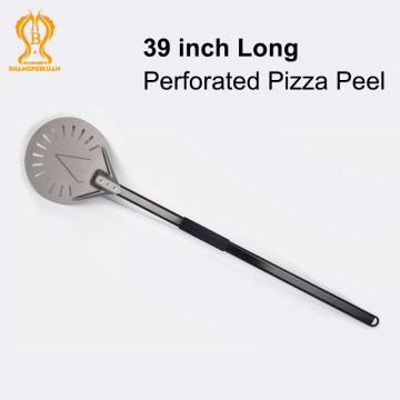 SHANGPEIXUAN Long Handle 9 Inch Pizza Peel Perforated Turning Peel Pizza Shovel Aluminum Pizza Peel Non-Slip Handle Pizza Tool