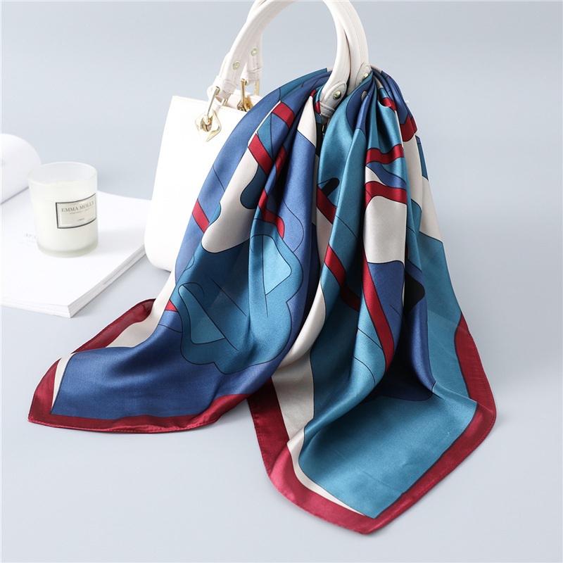 Women Summer Silk Neck Scarf for Hair Headband Luxury Design Print Square Scarves Lady Horse Bandana Kerchief 2020 Fashion