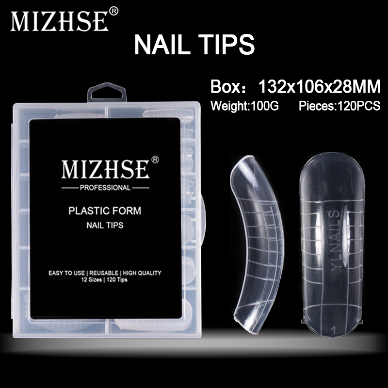 MIZHSE Finger Nail Extension Mold 120 Pcs 12 Size Clear Quick poly nail gelBuilder Tips Nail Art UV Builder UV poly nail gelTool