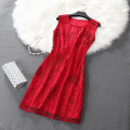 Elegant Vintage Sexy Sequin Floral Women top Red Elegant Cocktail Dresses Coctail Party Dresses Vestidos