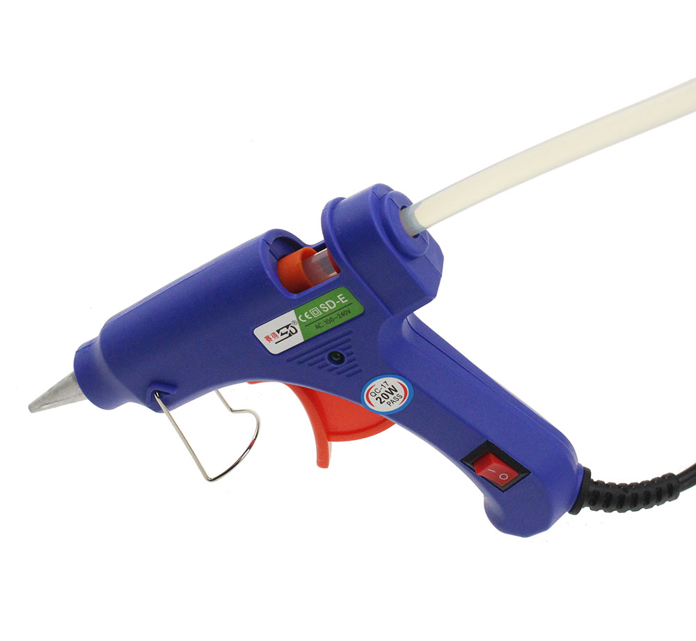 High Temp Heater Melt Hot Glue Gun 20W Repair Tool Heat Gun Blue Mini Gun With Trigger US/EU plug 100-220V