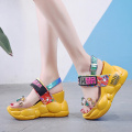 Lucyever 2020 Summer Women Sandals Fashion Transparent Diamond Wedge Sandal Rhinestone High Heels Chunky Platform Shoes Woman