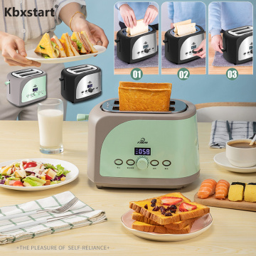 220V Bread Toaster Breakfast Machine LCD Toaster Oven Baking Auto Toaster Cooker Thaw Function Bread Maker Tostadora Tostapane