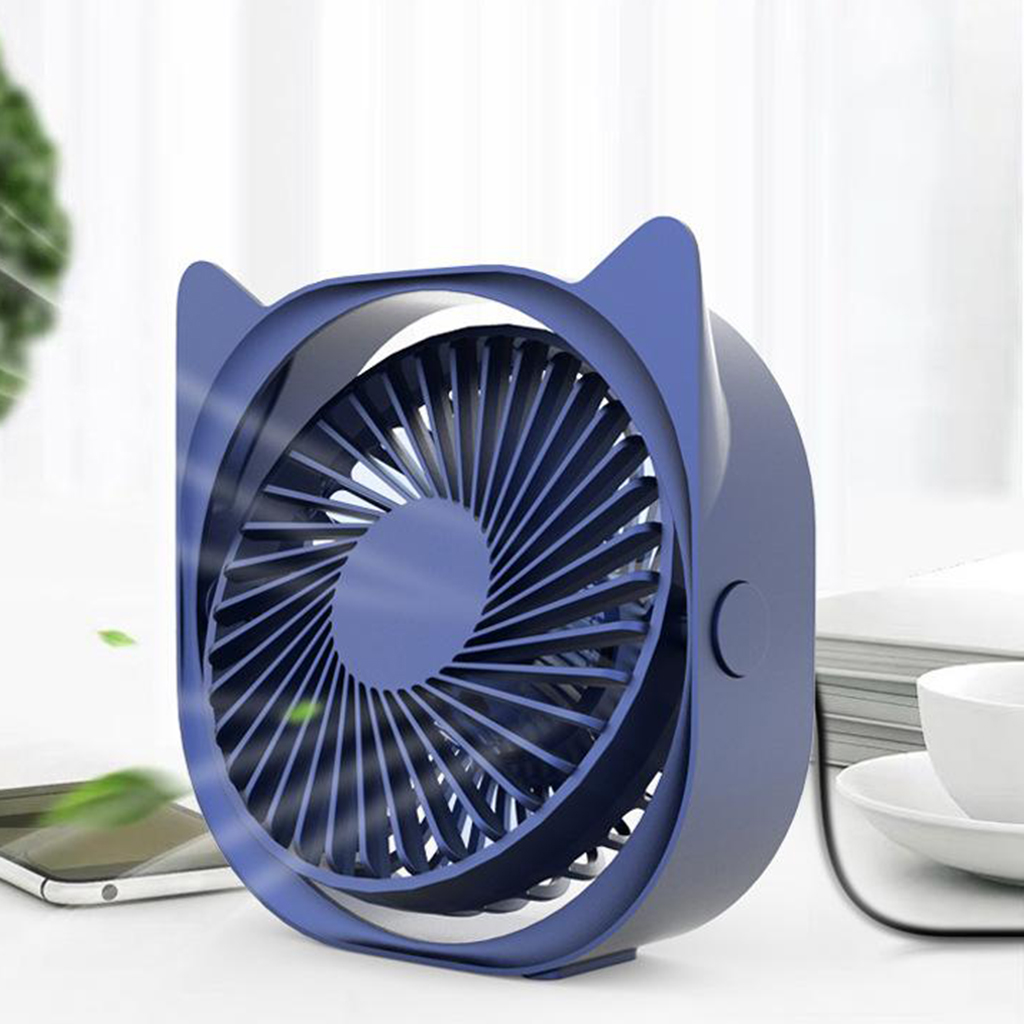 Mini Quiet USB Fan Portable Desktop Air Cooler Cute Cat Shaped 360 Degree Rotation Personal Electric Cooling Fan Office Home