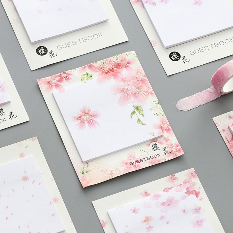 Fresh Cherry Sakura Natural Memo Pad Sticky Notes Shopping Check List School Supply Label DXAB