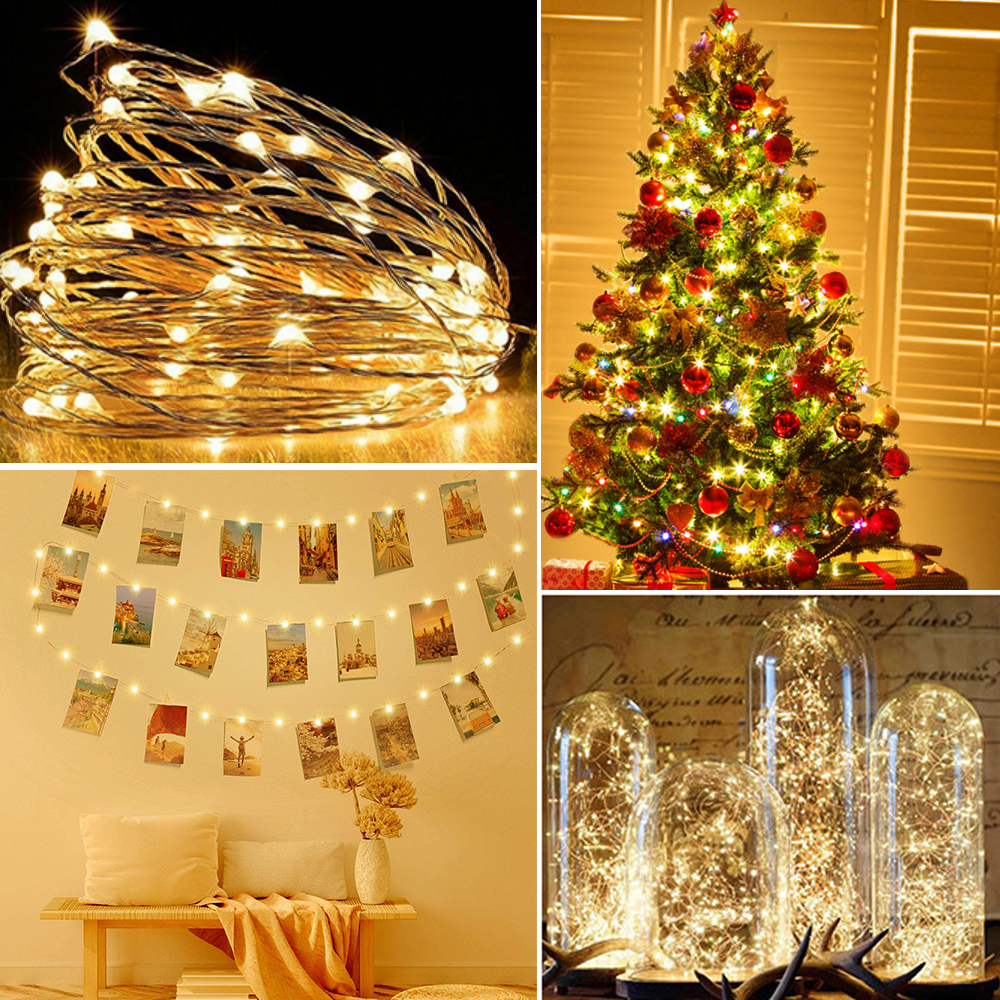 2M/5M/10M USB LED Light String Outdoor Garland for Photo Clip Decor Fairy/String Lights Chain Battery Christmas Copper Wire Lamp