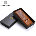 COHIBA Black Croco Leather Cigar Case Holder Humidor 3 Tube Count Portable Travel With Stainless Steel Cigar Cutter TH-1002