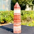 Natural pork stone clear quartz crystal rod point column mace column healing spirit wheel pendter